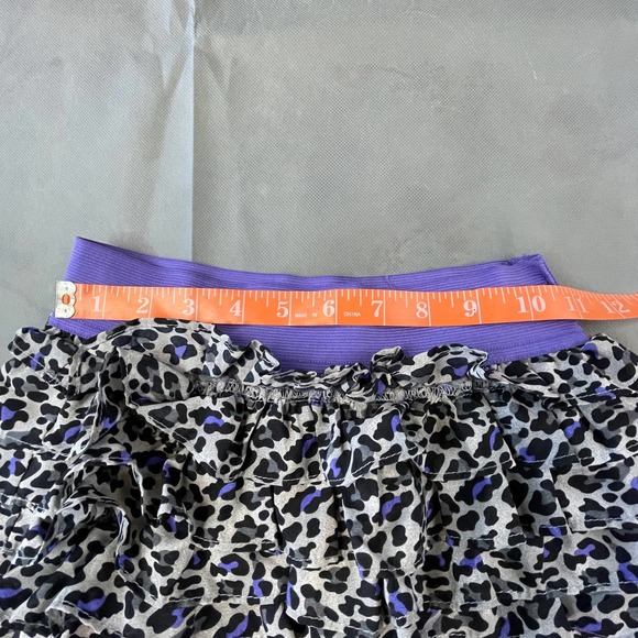 Justice Skort Girls Size 12 Elastic Waist Purple Gray Black Cheetah Ruffle FLAW - Picture 2 of 10